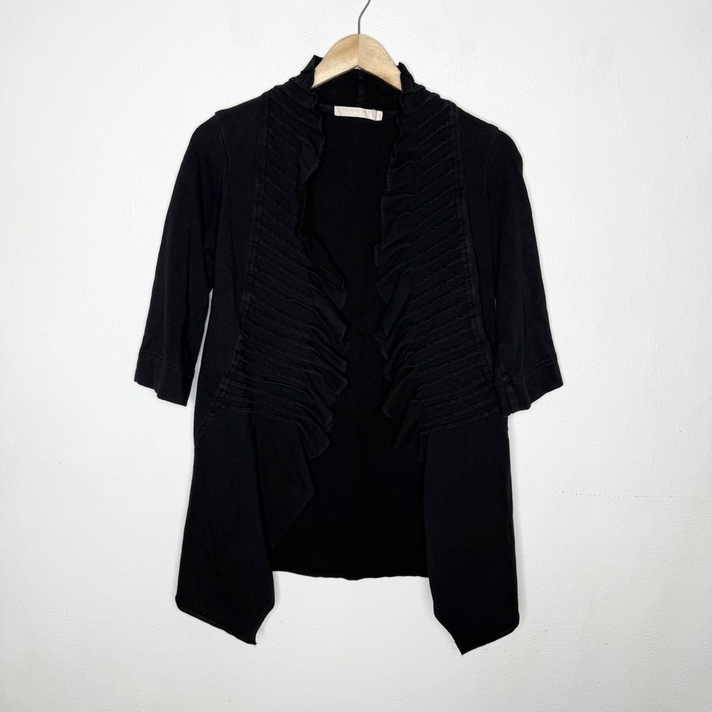 Testimony Los Angeles Black Pleated Cardigan Sweater Edgy Womens Small